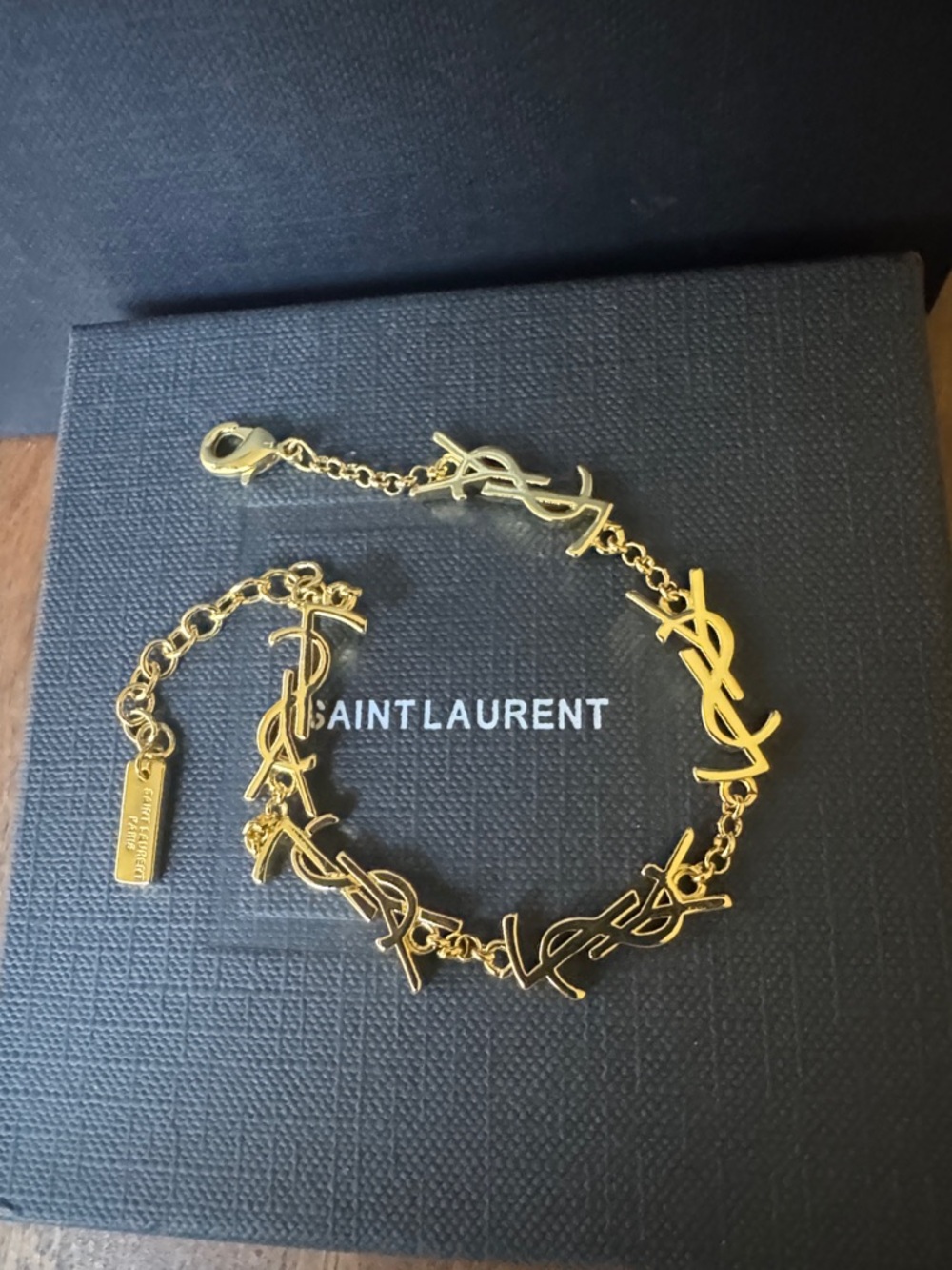 Saint Laurent Gold-Tone YSL Link Bracelet - Picture 5 of 9